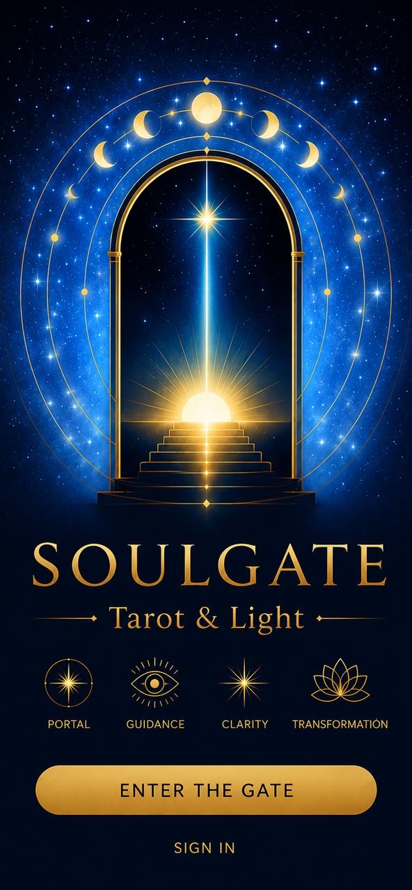 Pantalla de bienvenida de la app SoulGate